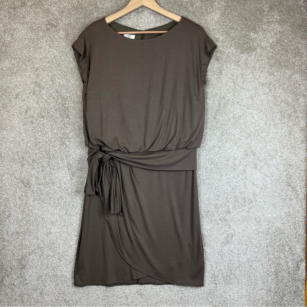 Suzi Chin Maggy Boutique Dress Womens 6 Brown Sleeveless Side Tie Stretch-1812*